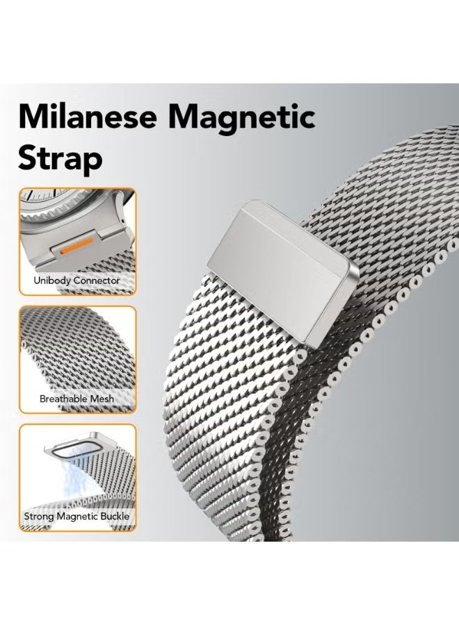 ChicVibe Milanese Metal Bands Compatible with Huawei Watch GT6 46mm/Watch GT6 Pro/Watch GT5 46mm/GT5 Pro/GT4 46mm/GT3 46mm/ GT3 Pro/GT 2e 46mm, Metal Mesh No Gap Stainless Steel Milanese Loop Magnetic Strap Replacement for Huawei Watch GT6 46mm/Watch GT6 Pro/Watch GT5 46mm/GT5 Pro/GT4 46mm, 22mm watch band width, Silver - Image 4